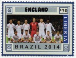 LIBERIA 2014 - 1v - MNH - England Team - Brazil World Football Championship -  - Soccer Calcio - Football - World Cup - 2014 – Brazilië