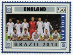LIBERIA 2014 - 1v - MNH - England Team - Brazil World Football Championship -  - Soccer Calcio - Football - World Cup - 2014 – Brésil