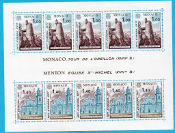 Monaco 1977 Scenery Block Issue MNH Cept Europa Oreillon Tower & St Michel Church - 77-10 Bl - 1977