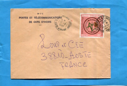 Marcophilie- Cote D'ivoire- Lettre  Pour France Cad1982 Abidjan Lettres-stamps N°582   Développement Riziculture - Côte D'Ivoire (1960-...)