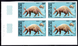 AFARS & ISSAS(1975) Aardvark (Orycteropus Afer). Imperforate Corner Block Of 4. Scott No 407, Yvert No 409. - Andere & Zonder Classificatie