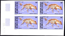 AFARS & ISSAS(1976) Hyena. Imperforate Corner Block Of 4. Scott No 400, Yvert No 416. - Sonstige & Ohne Zuordnung