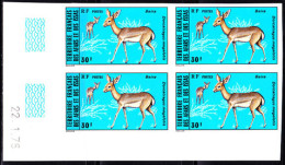 AFARS & ISSAS(1976) Beira (Dorcatragus Megalotis). Imperforate Corner Block Of 4. Scott No 403, Yvert No 418 - Other & Unclassified