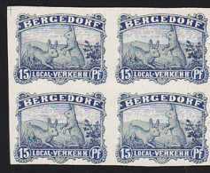 BERGEDORF(1887) Rabbits. Proof Block Of 4 In Blue On Card Stock For Bergedorf Local Post. - Bergedorf