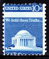 U.S.A.(1973) Jefferson Memorial And Signature. Scott No 1510. Yvert No 1008. Perforation Shift.  - Plaatfouten En Curiosa