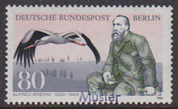 GERMANY(1984) White Stork. Alfred Brehm. Specimen (overprinted MUSTER). Scott No 9N495, Yvert No 683. - Variétés Et Curiosités