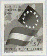 AUSTRIA(1994) Austrian, EU Flags. Black Proof. Austria Joining European Union. Scott No 1667, Yvert No 1974. - Proofs & Reprints