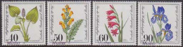 GERMANY(1981) Aquatic Flowers. Set Of 4 Overprinted MUSTER (specimen). Scott Nos 9NB182-5, Yvert Nos 611-4. - Plaatfouten En Curiosa