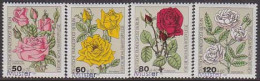 GERMANY (Berlin)(1982) Various Roses. Set Of 4 Overprinted MUSTER (Specimen). Scott Nos 9NB193-6, Yvert Nos 641-4. - Plaatfouten En Curiosa