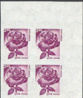 INDIA(2002) Rose. Imperforate Corner Block Of 4. Only One Sheet Of 100 Exists. Rare! - Plaatfouten En Curiosa