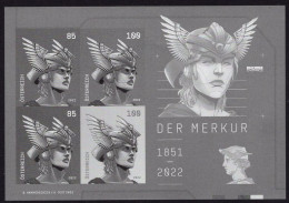AUSTRIA(2022) Mercury With Winged Helmet. Black Print Of S/S. - Proofs & Reprints