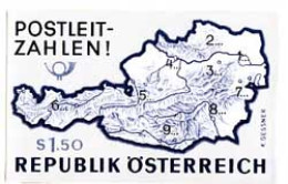 AUSTRIA(1966) Map Of Postal Zones. Black Proof. Scott No 756, Yvert No 1036. - Proeven & Herdruk