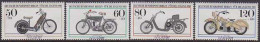 ALLEMAGNE (Berlin)(1983) Motos Historiques. Yvert Nos 655-8. Scott Nos 9NB198-201. Surchargés "MUSTER"  - Errors & Oddities