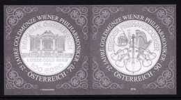 AUSTRIA(2014) Vienna Philharmonic 25 Years Gold. Set Of 2 Black Prints As Tête-bêche Pair. - Proeven & Herdruk