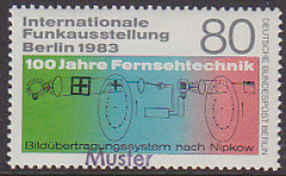 GERMANY(1983) Nipkow's Phototelegraphy Diagram. Specimen (overprinted MUSTER). Scott No 9N487, Yvert No 662. - Variétés Et Curiosités