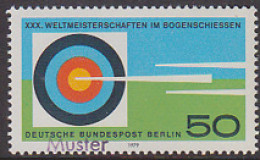 GERMANY(1979) Arrows. Target. Specimen (overprinted MUSTER). Scott No 9N428, Yvert No 560. World Archery Champ - Plaatfouten En Curiosa