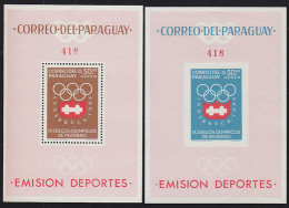 PARAGUAY(1964) Innsbruck Olympics. Set Of 2 S/S, Perf + Imperf. Scott No 790a. - Inverno1964: Innsbruck