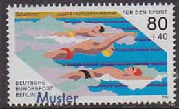 GERMANY (Berlin)(1986) Swimmers. Overprinted MUSTER (specimen). Scott No 9NB232, Yvert No 712. - Variétés Et Curiosités