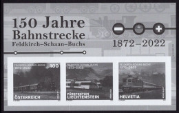 AUSTRIA(2022) 150 Years Of Feldkirch-Schaan-Buchs Railway Line. Black Print Of S/S. - Ensayos & Reimpresiones