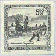 AUSTRIA(1993) Drawing Of Decorated Log. Black Print. Scott No 1620, Yvert No 1945. - Ensayos & Reimpresiones