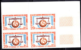 ST. PIERRE & MIQUELON(1963) Globe. Scale. Imperforate Corner Block Of 4. Scott No 368. Yvert No 370. - Sin Dentar, Pruebas De Impresión Y Variedades