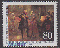 GERMANY(1986) Frederick The Great Playing Flute. Specimen (overprinted MUSTER). Scott No 9N515, Yvert No 723. - Abarten Und Kuriositäten