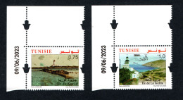 2023- Tunisia - Islands : Kuriat - Galite -Lighthouses -Sea Turtle-  Complete Set 2v.MNH** Dated Corner - Iles