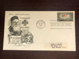 USA FDC 1963 YEAR  RED CROSS DUNANT HEALTH MEDICINE - 1961-1970