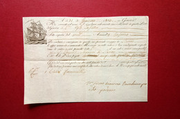 Contratto Fede Di Carico Trasporto Navale Genova Livorno 1803 Compilato - Non Classificati