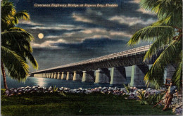 Florida Keys Pigeon Key Overseas Highway At Pigeon Key At Night 1953 Curteich - Key West & The Keys