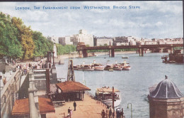 United Kingdom PPC London, The Embankment From Westminster Bridge Steps Photochrom Co. Ltd (2 Scans) - River Thames