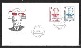 ISLANDE. N°433-4 De 1973 Sur Enveloppe 1er Jour (FDC). Président Asgeirsson. - FDC