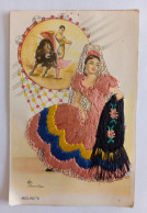Carte Brodée Illustrée Par Elsi Gumier - Molinette N°7 - Danseuse Espagnole En Costume Traditionnel - Matador, Corrida - Bestickt