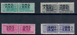 TRIESTE AMG FTT ZONA A 1947/48 PACCHI POSTALI CAT.SASSONE 2/4/5/6k VARIETA' DECALCO DELLA SOPRASTAMPA  MNH/** - Postpaketen/concessie