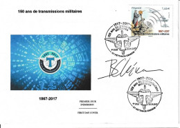 France Fdc 2017 150 Ans De Transmissions Militaires Signé Par L'Artiste - 2010-2019