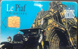 PIAF   -   REIMS    -  Voiture + Cathédrale Fond Bleu  -  75 Unités - Tarjetas De Estacionamiento (PIAF)