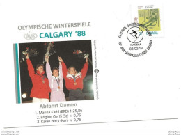 213  - 78 - Enveloppe Avec Timbre Et Oblit Spéciale Ski - Descente Dames - Hiver 1988: Calgary