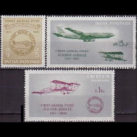 INDIA 1961 - Scott# 336-8 Airmail 50th. Set Of 3 MNH - Unused Stamps