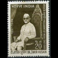 INDIA 1969 - Scott# 495 Pres.Zakir Husain Set Of 1 LH - Neufs