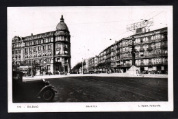 (RECTO / VERSO) BILBAO - N° 175 - GRAN VIA - VIEILLE VOITURE - BEAU TIMBRE ET CACHET - CPA - Vizcaya (Bilbao)