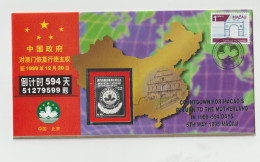 Macau Cover Inlaid With Pure Silver Medal Commem. Countdown Return To China - Other & Unclassified