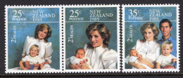 New Zealand 1985 Health - Princes Williamd & Harry Set HM (SG 1372-1374) - Unused Stamps