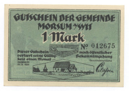 Notgeld Morsum A Sylt 1 Mark Gutschein Der Gemeinde 1921 - Verzamelingen