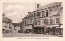 91 - LIMOURS - S17618 - Place Du Marché Et Rue De Paris - Hôtel Voyageurs Boulangerie Criton Mancheron Automobile - Limours