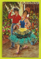 Carte Brodée Couple De Danseurs Espagnols N°136 5 Illustrateur ? - Bestickt