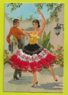 Belle Carte Brodée Couple De Danseurs Espagnols Illustrateur V. Cegarra P N°51 - Bestickt