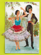 Belle Carte Brodée Couple De Danseurs Espagnols N°50 Illustrateur V. CEGARRA.P - Bestickt