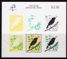 New Zealand 1989 PhilexFrance '89 - $2 Black Robin MS MNH (SG Unlisted) - Light Bend - Neufs