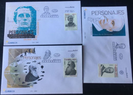 2009 España Ed 4498/4500 Darwin, Braille Y Moyano Personajes SPD - FDC