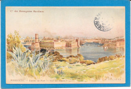 LESSIEUX - Litho - 13 MARSEILLE - Entrée Du Port, Vue Du Pharo - Lessieux